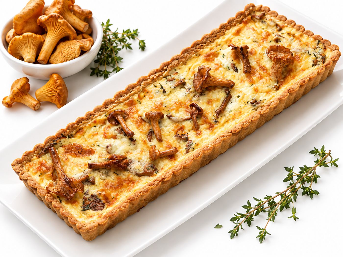 Кето-пирог с сыром и грибами-лисичками — готовое блюдо